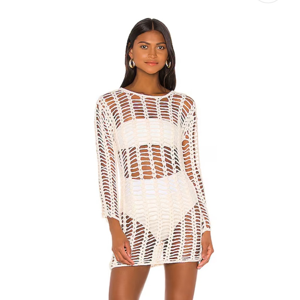 Superdown Miranda Crochet Mini Dress in White